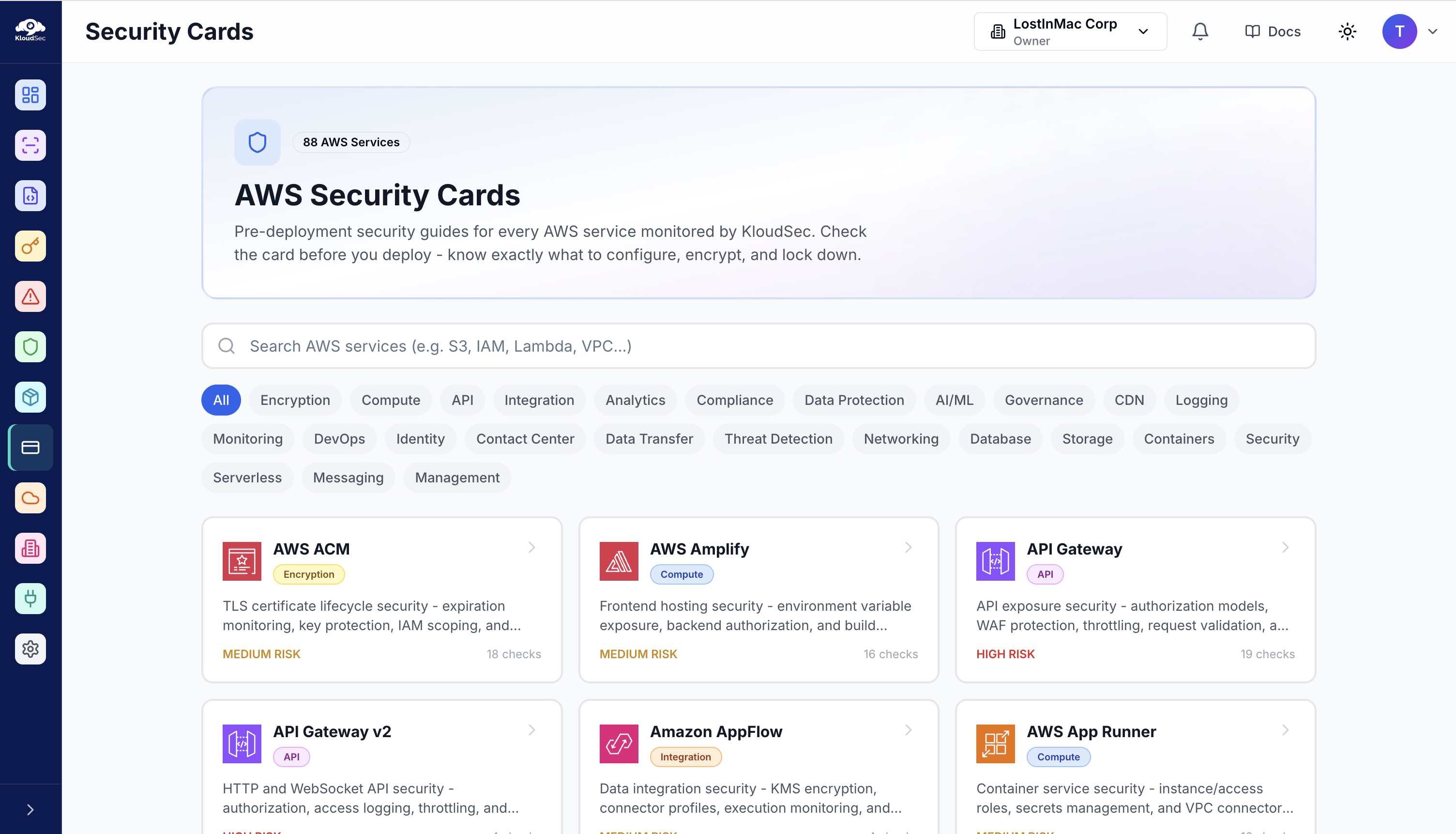 KloudSec Security Cards - pre-deployment security guides