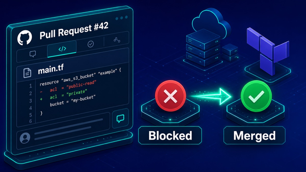 KloudSec blocking a risky Terraform pull request before merge