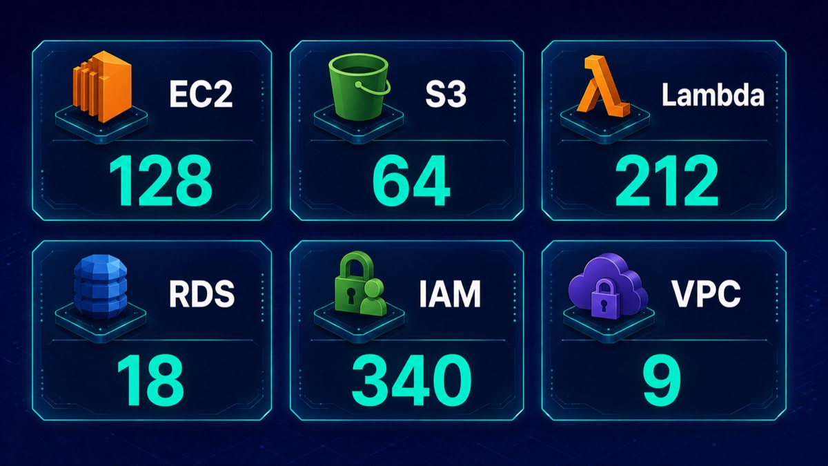 KloudSec resource inventory counts across EC2, S3, Lambda, RDS, IAM, and VPC