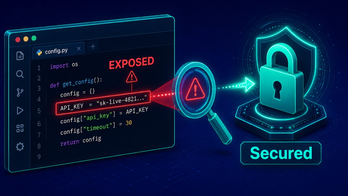 KloudSec detecting an exposed API key in code and securing it