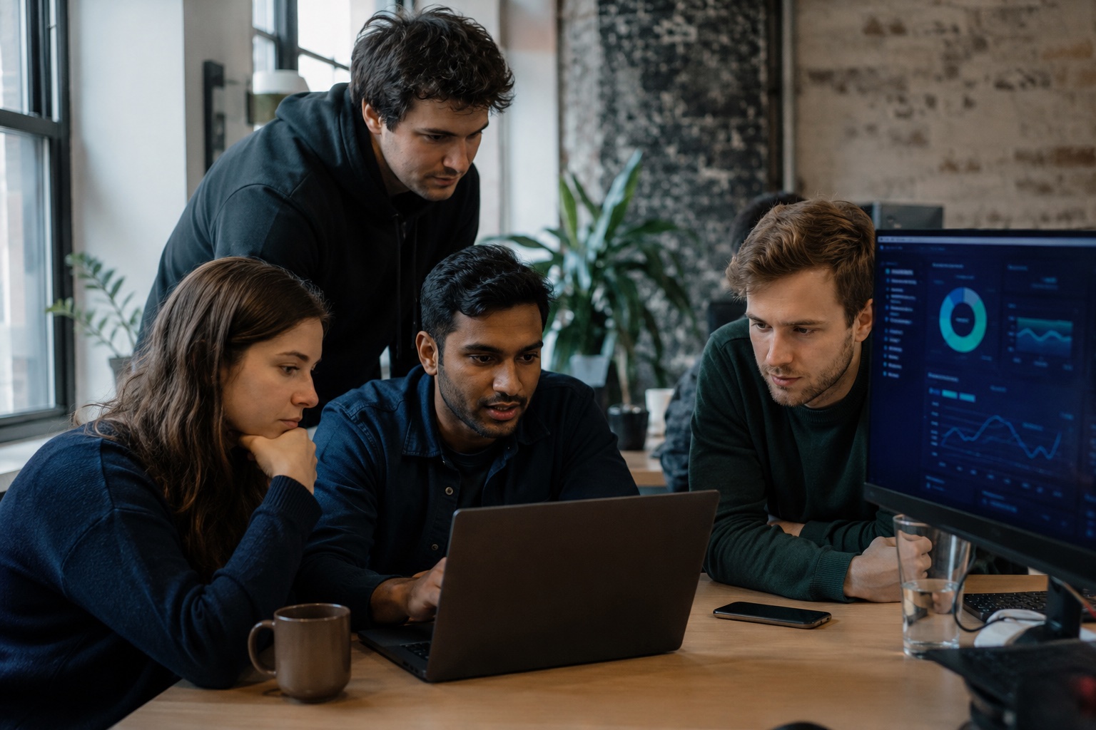 Startup team collaborating